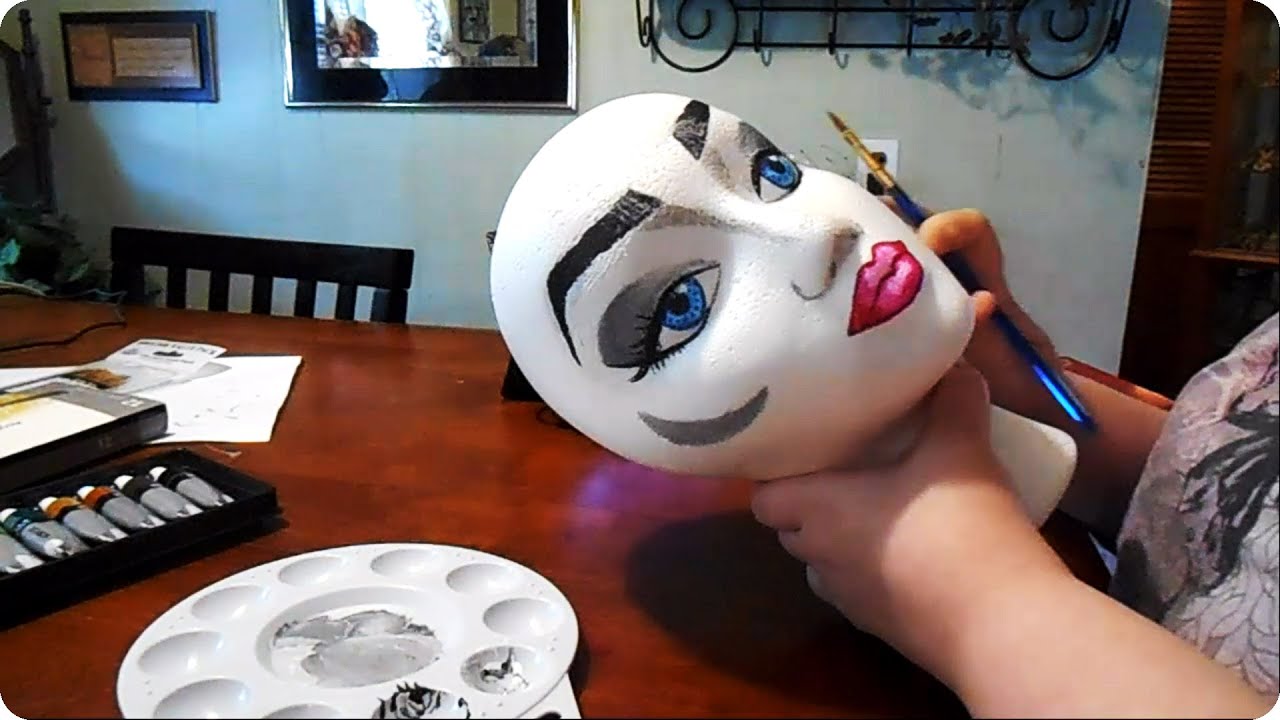 Painting a wig head for my friend