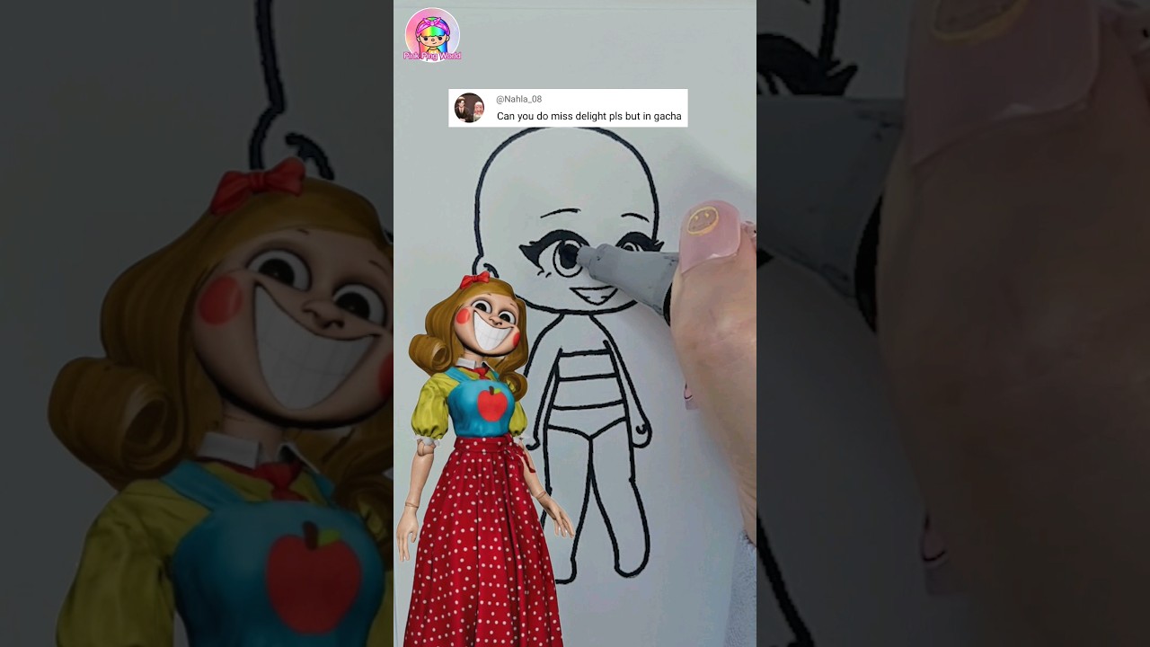 Miss Delight Poppy playtime Gacha Drawing #shorts #paperdiy