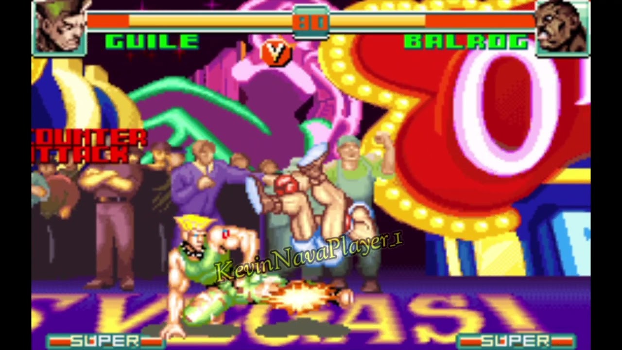 SuperStreetFighter2TurboRevival) GBA Modo Arcade Guile VS Balrog nivel experto del CPU