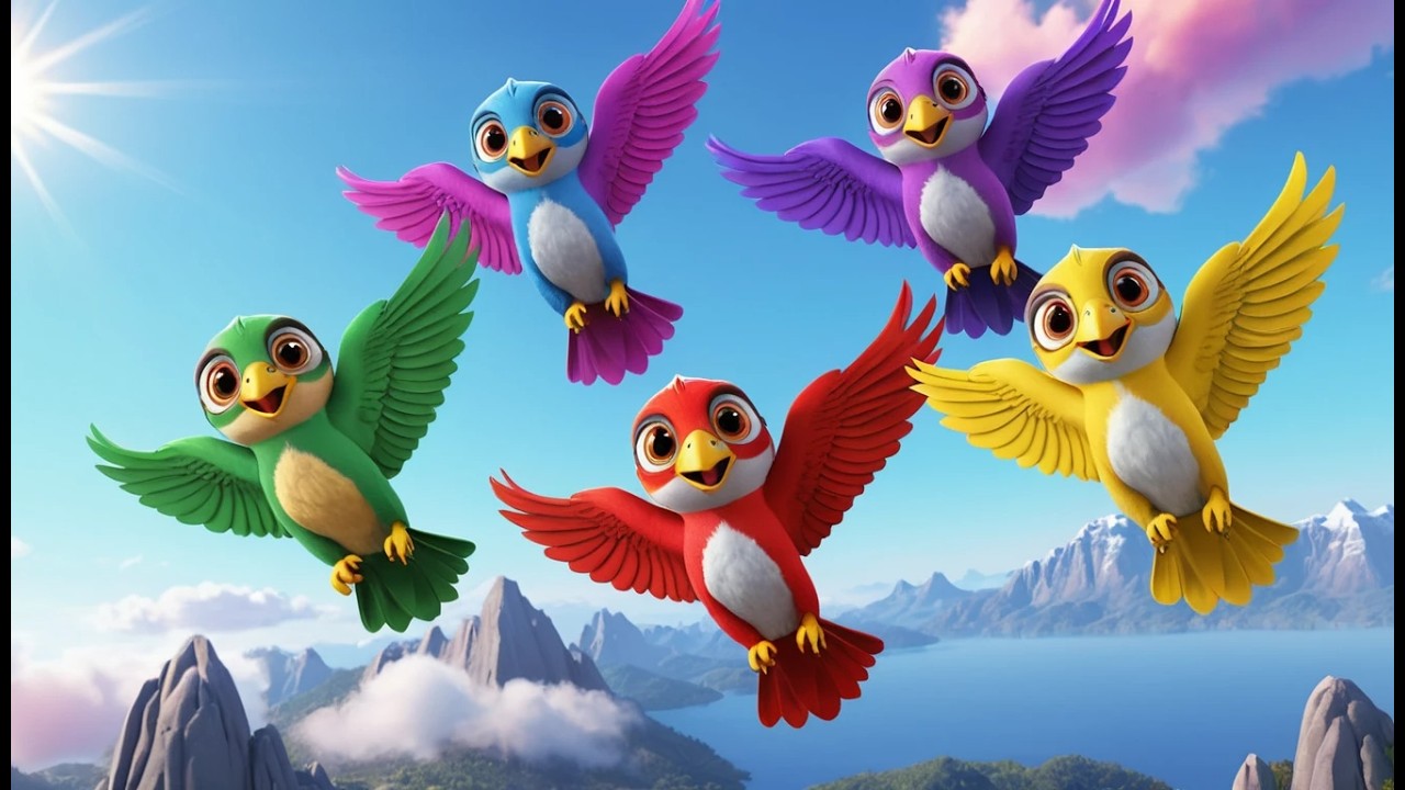 Cinco Pequeños Halcones Bucean en el Mar | Canciones Infantiles de Animales y Naturaleza