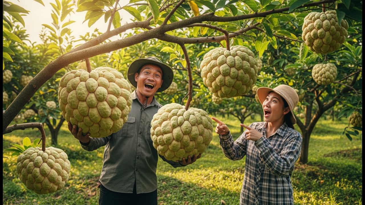 HOW CUSTARD APPLES ARE GROWN | Modern Orchard & Massive Fruit Harvest: Full Process