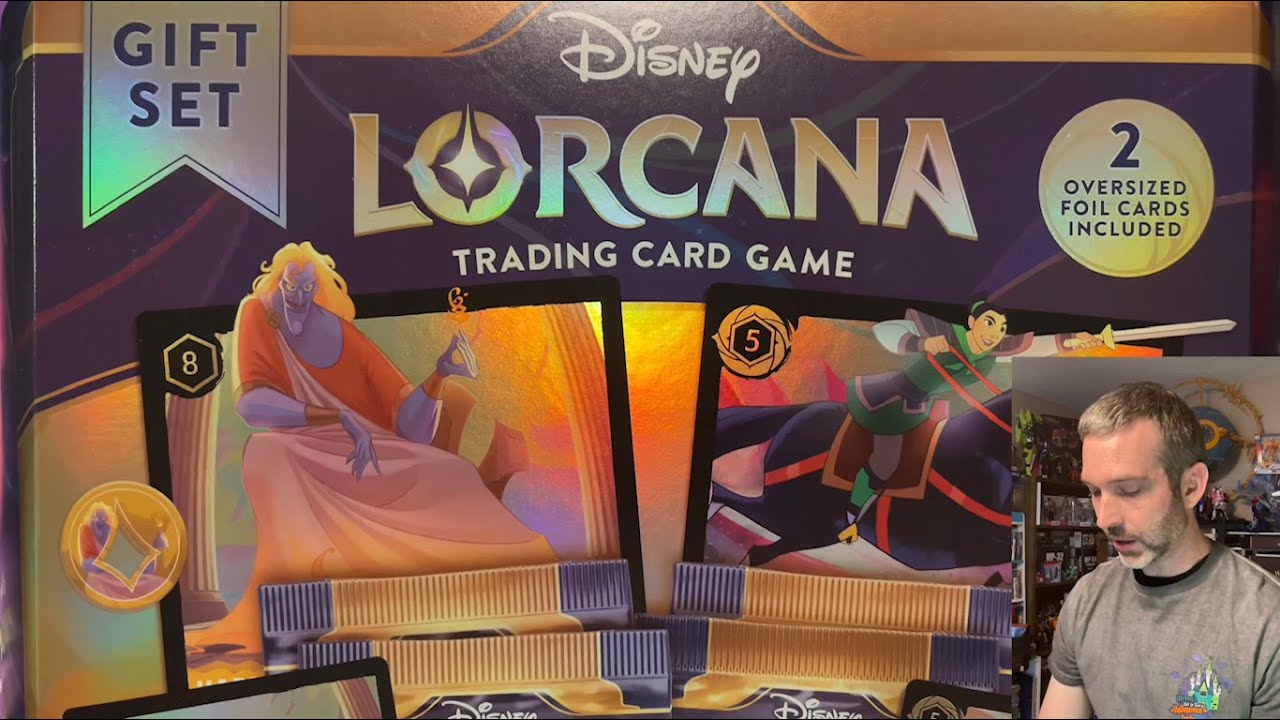 Opening a Gift Set from Disney Lorcana the First Chapter Set, featuring oversized foil cards