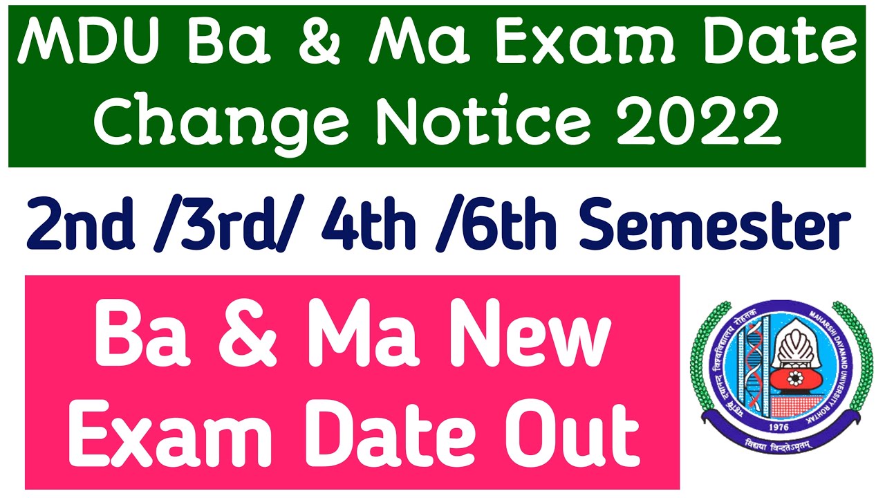 Mdu Ba New Exam Date Out 2022 | MDU 2nd semester new exam Date | Mdu 6th semester new exam date 2022