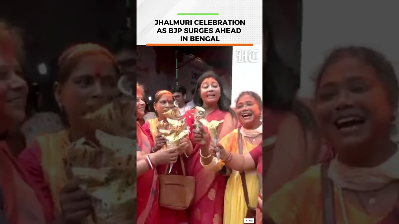 Kolkata: BJP Workers Celebrate With Jhalmuri As Party Leads in Bengal Elections 2026