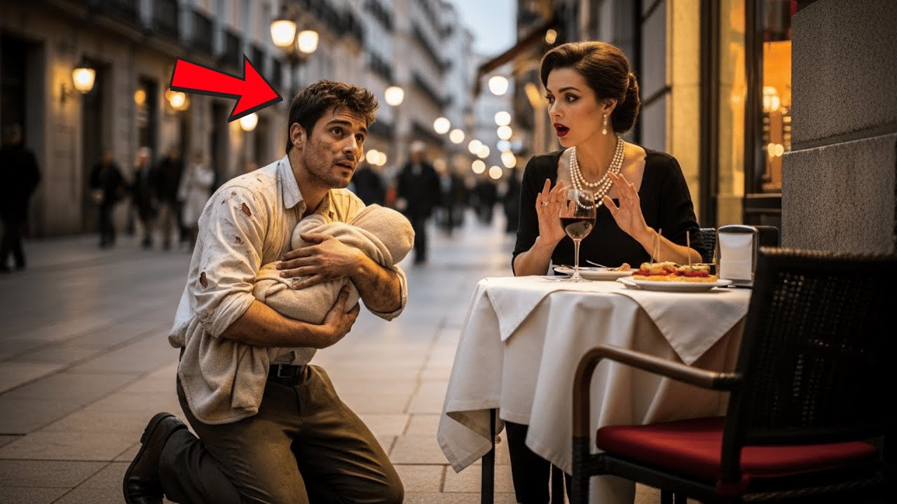 Papá Soltero Arruinado Pidió Sobras De Comida — Pero Cuando La Millonaria Lo Miró, Pasó Un Milagro