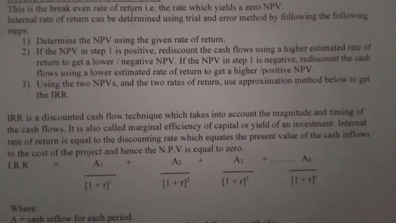 INTERNAL RATE OF RETURN (IRR) - FINANCIAL MANAGEMENT