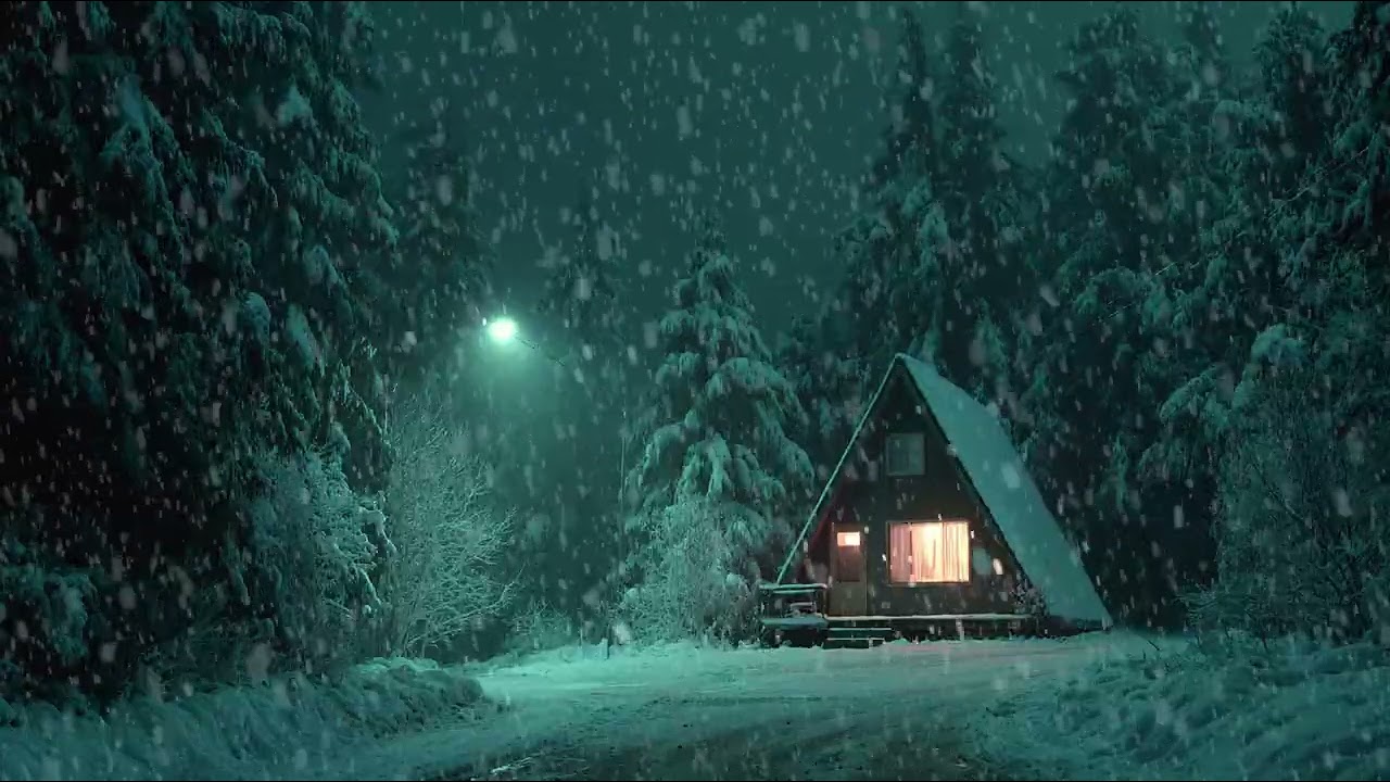 Winter Night Storm with Cold Wind and Blowing Snow | Peaceful Blizzard Ambience for Relaxation