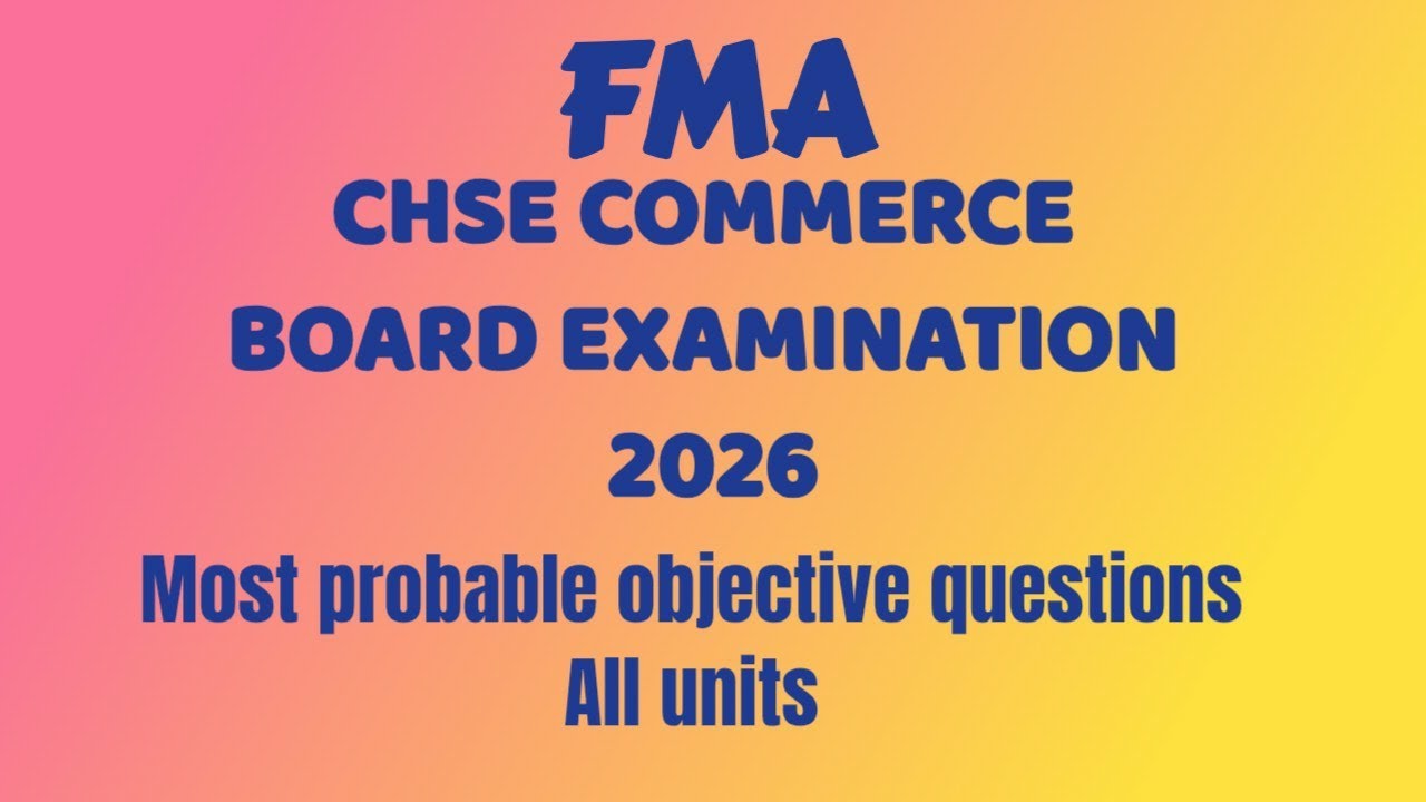 CHSE COMMERCE FMA Questions objective types #chseodisha #chse#chseboardexam
