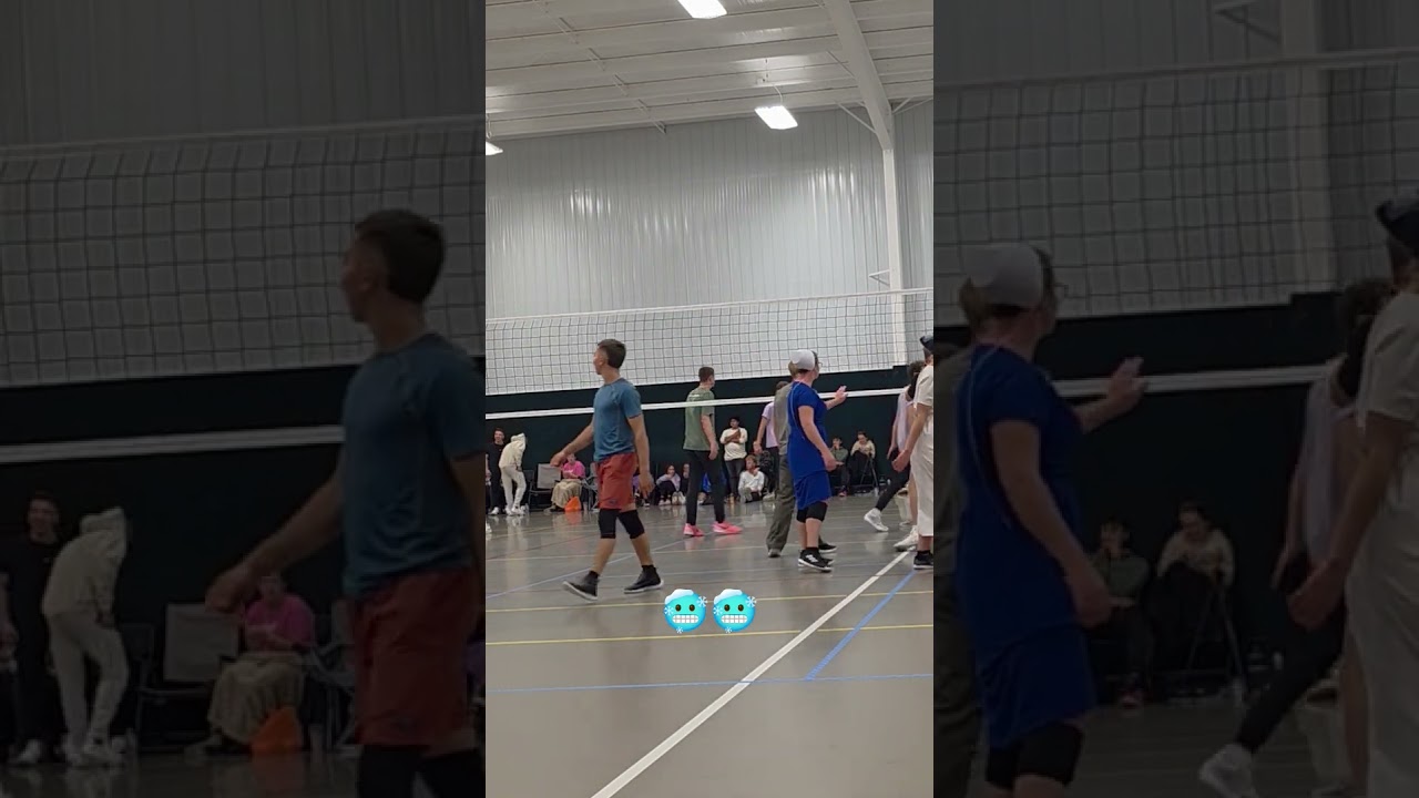#volleyball# Amish kid with the no look bounce on 2 blocks