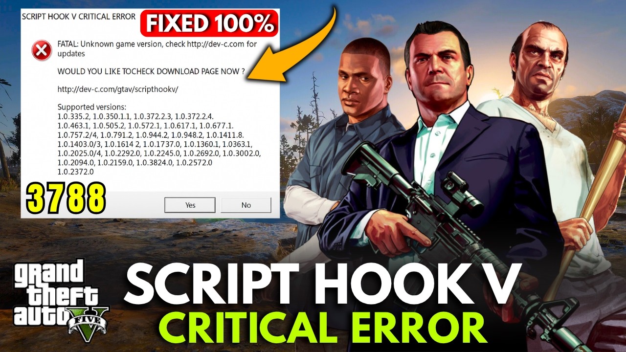 How to Fix Script Hook V Critical Error in GTA 5 | Script Hook V | 3788 March 2026 Update