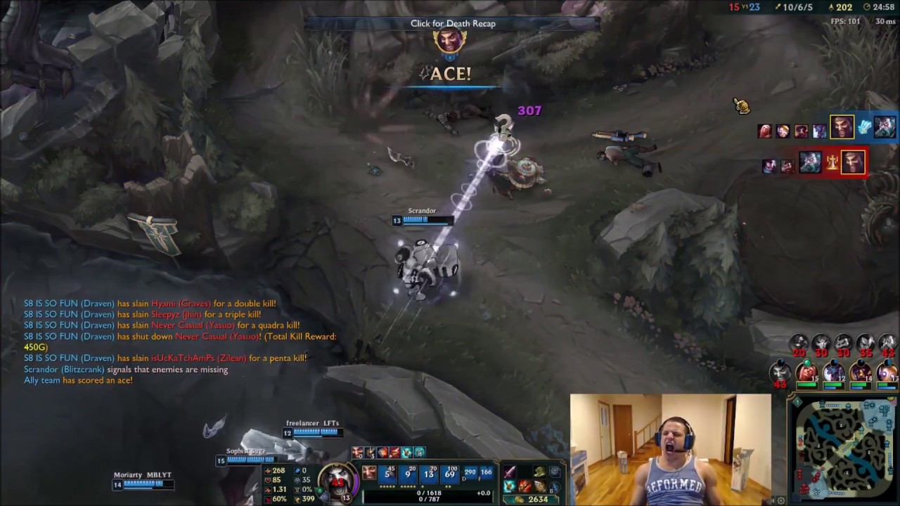 Tyler 1 Pentakill in Challenger with INSANE ALPHA REACTION!!