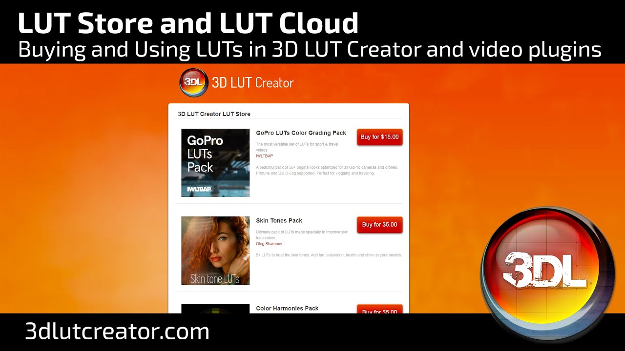 LUT Store, buying and using LUTs in 3D LUT Creator and videoplugins