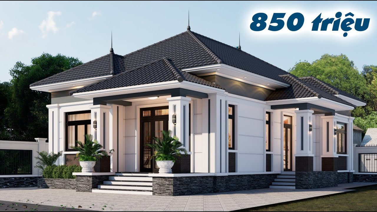 Nhà mái nhật 1 tầng hiện đại thiết kế 2 sảnh cùng 3 phòng ngủ tối ưu | MN00290
