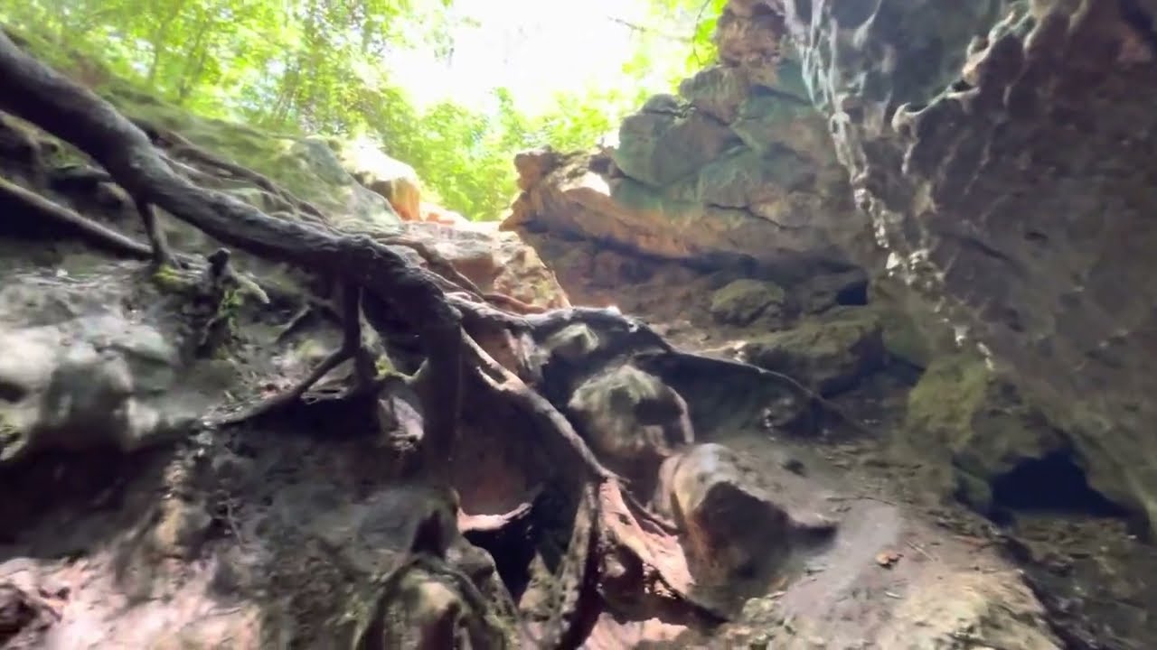 Exploring Dames cave.