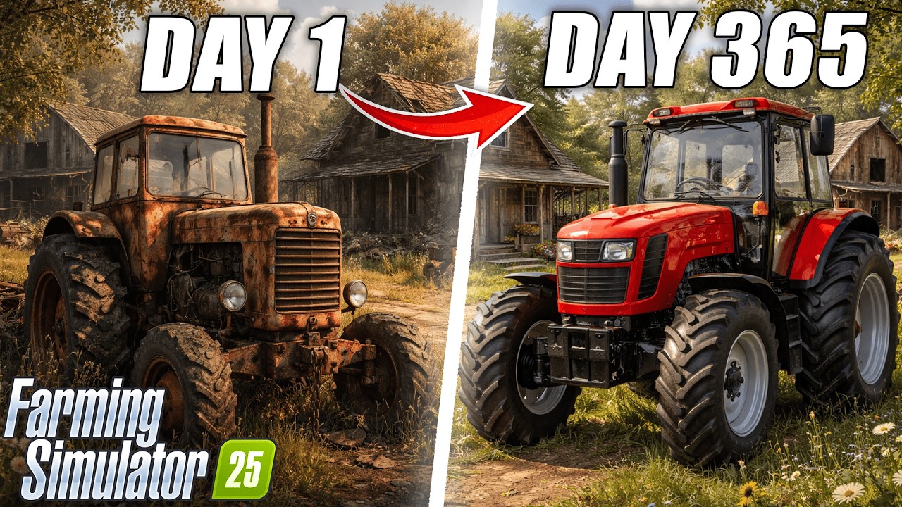 I Survived 1 YEAR and Restored an Abandoned Farm in Farming Simulator 25