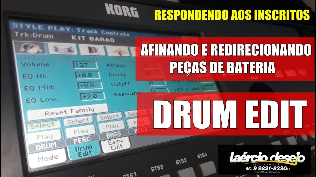 COMO EDITAR E REDIRECIONAR  UMA PEÇA NO DRUM EDIT - VIDEO DICA KORG PA - Laércio Desejo