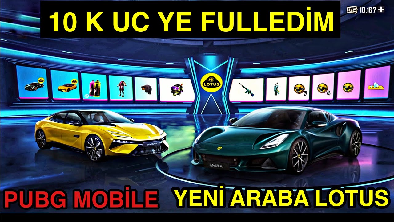 PUBG MOBİLE YENİ ARABA LOTUS 10K UC YE FULLEDİM
