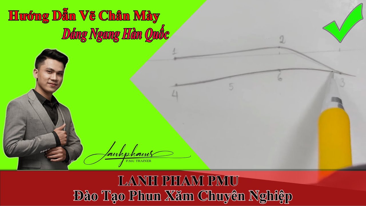 [Học Phun Xăm Online] Hướng Dẫn Vẽ Chân Mày Dáng Ngang Hàn Quốc - 한국 수평 눈썹 그리기 튜토리얼 - PMU