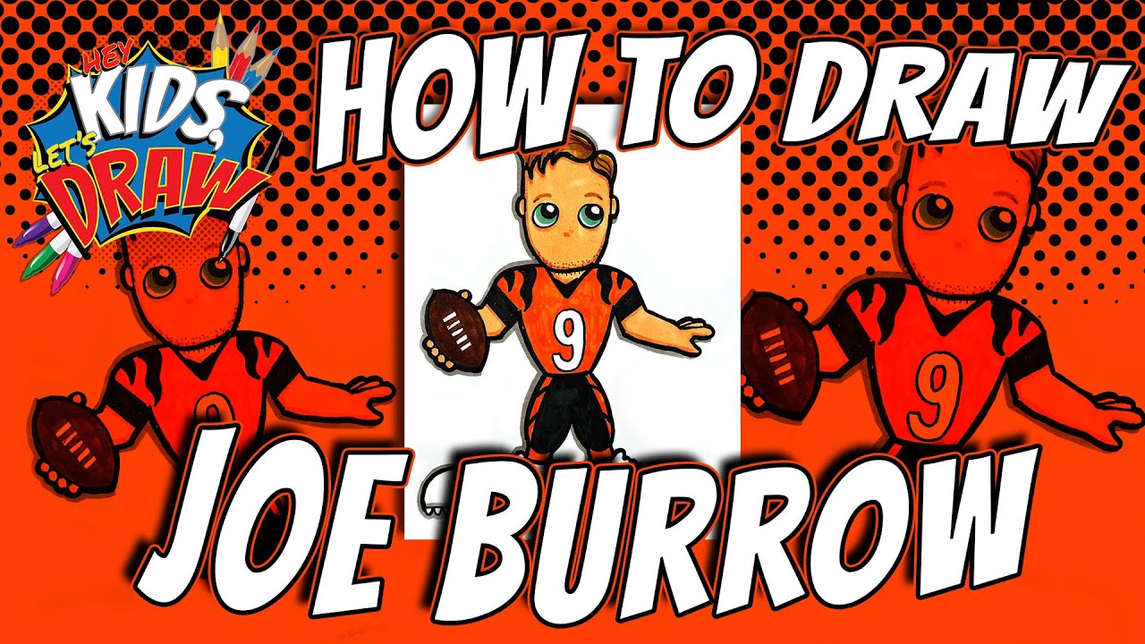 How to Draw Joe Burrow for Kids - Cincinnati Bengals Football