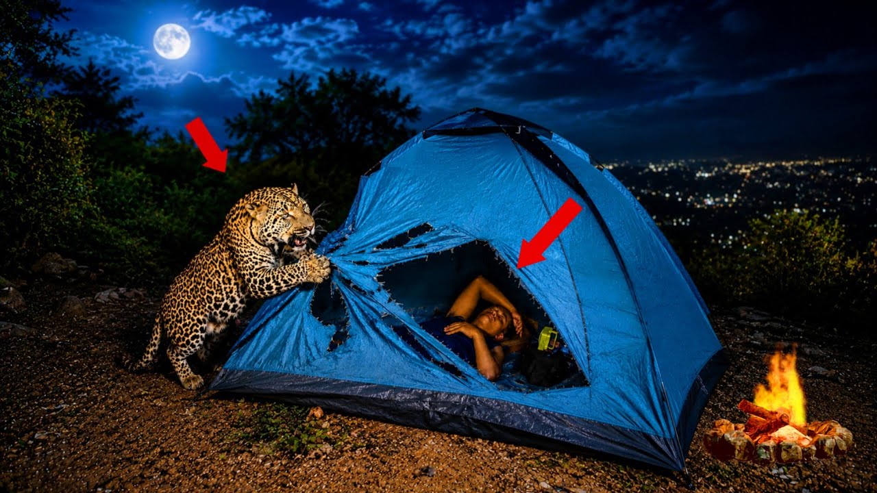 🐆 Leopard Attacked My Tent While I Was Sleeping! 😰 | Real Jungle Camping || Dangerous night camping 