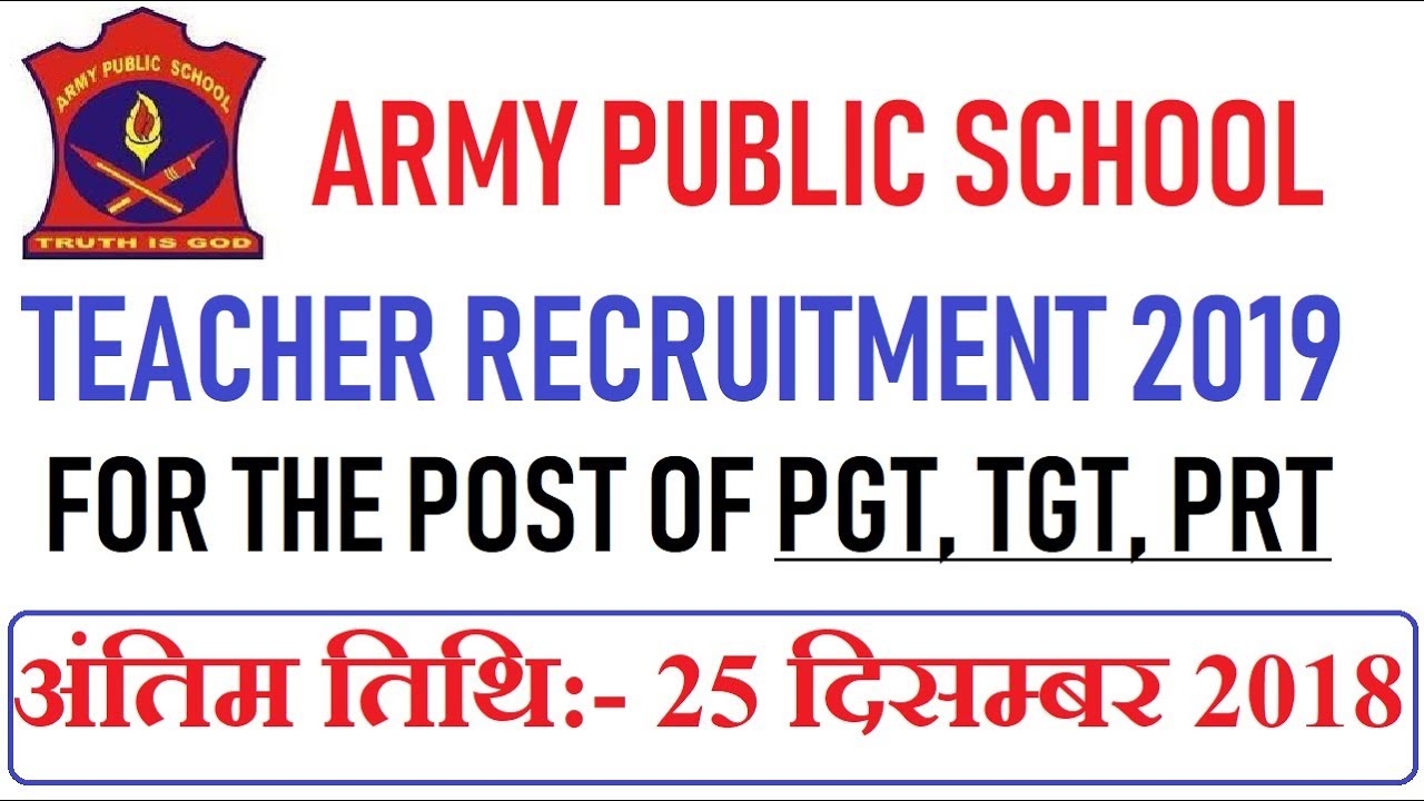 PGT, TGT, PRT TEACHER RECRUITMENT 2019 in Army Public School / APS Teachers VACANCY 2019