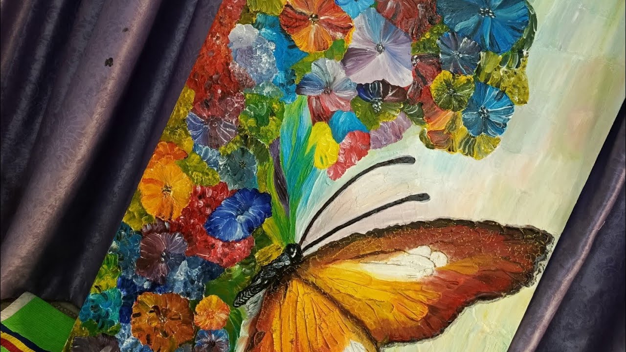 Handmade butterfly painting palette Knife Art     #textureart#chamberofartsofficial#onlineorder 