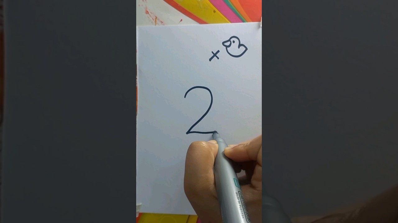 How To Draw Easy Duck From Number 2 #shorts