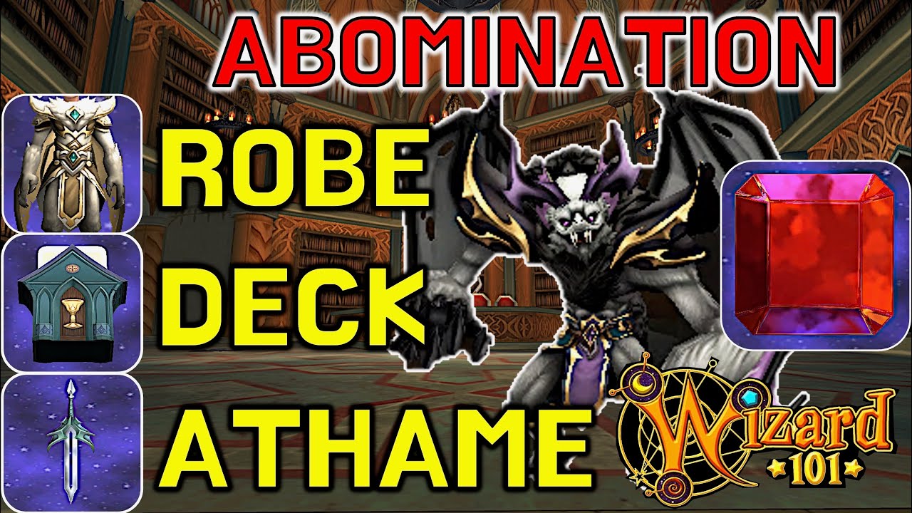 Wizard101 - Abomination Robe, Deck, & Athame Farming Guide! (Gray Man Golem)