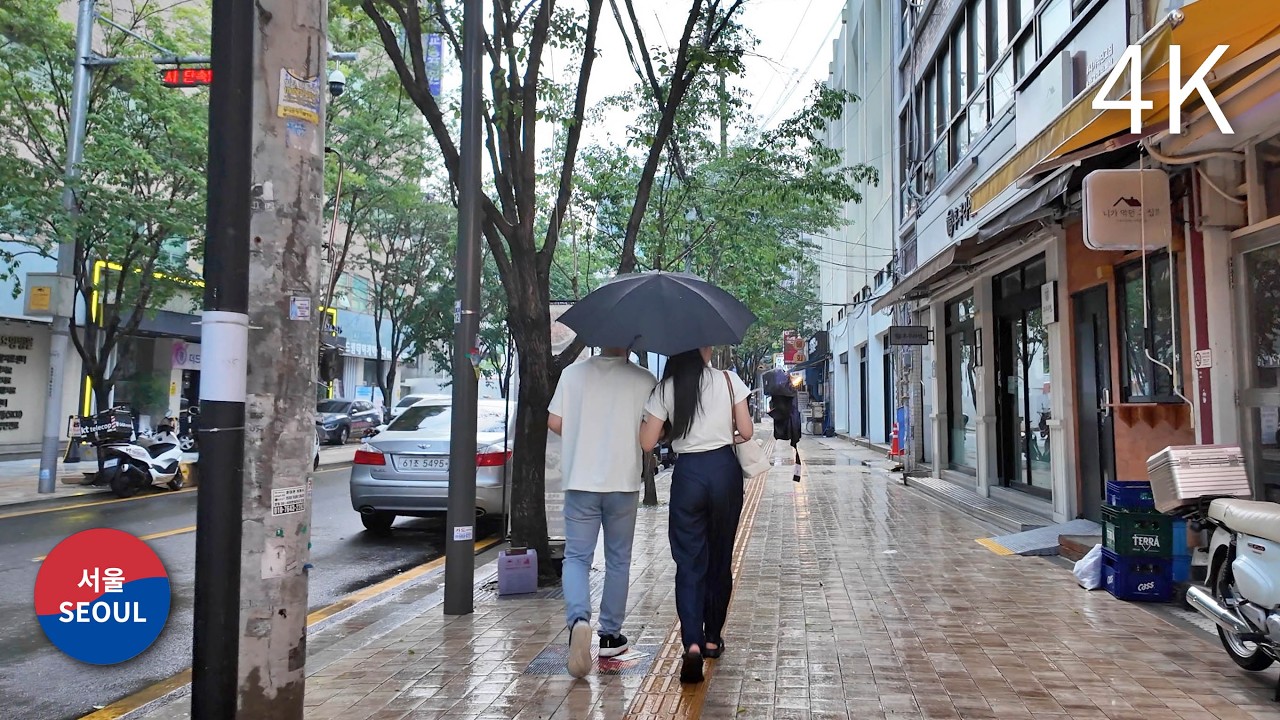 4K Walk Korea - Rainy Seoul Walking Tour 2024
