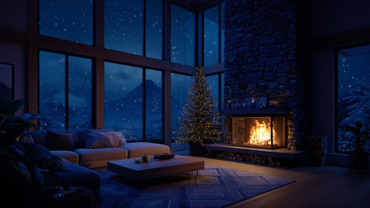 Soft Firelight & Snowfall ❄️ Calming Winter Ambience for Sleep, Focus and Relaxation