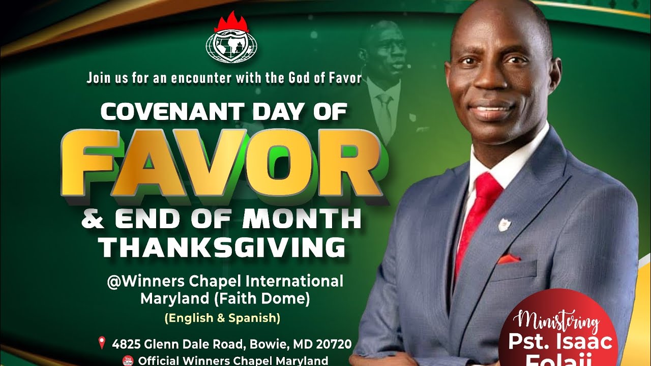 Covenant Day of Favour Service || Isaac O Folaji || Winners Chapel International Maryland