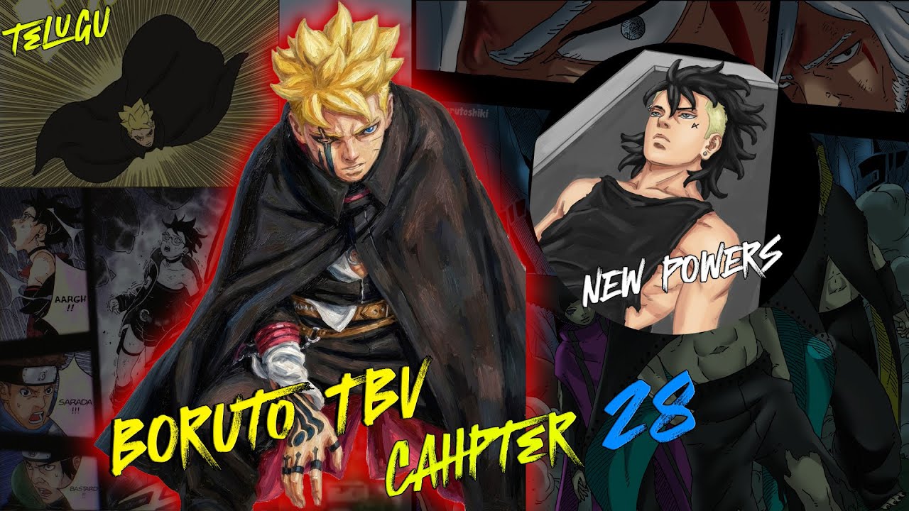 boruto two blue vortex chapter 28 explained  in telugu | new powers | new sword