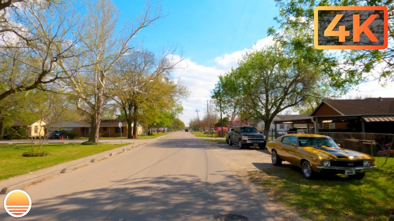 Jacinto City, Texas. An UltraHD 4K Real Time Driving Tour of a Suburb of Houston, Texas, USA.