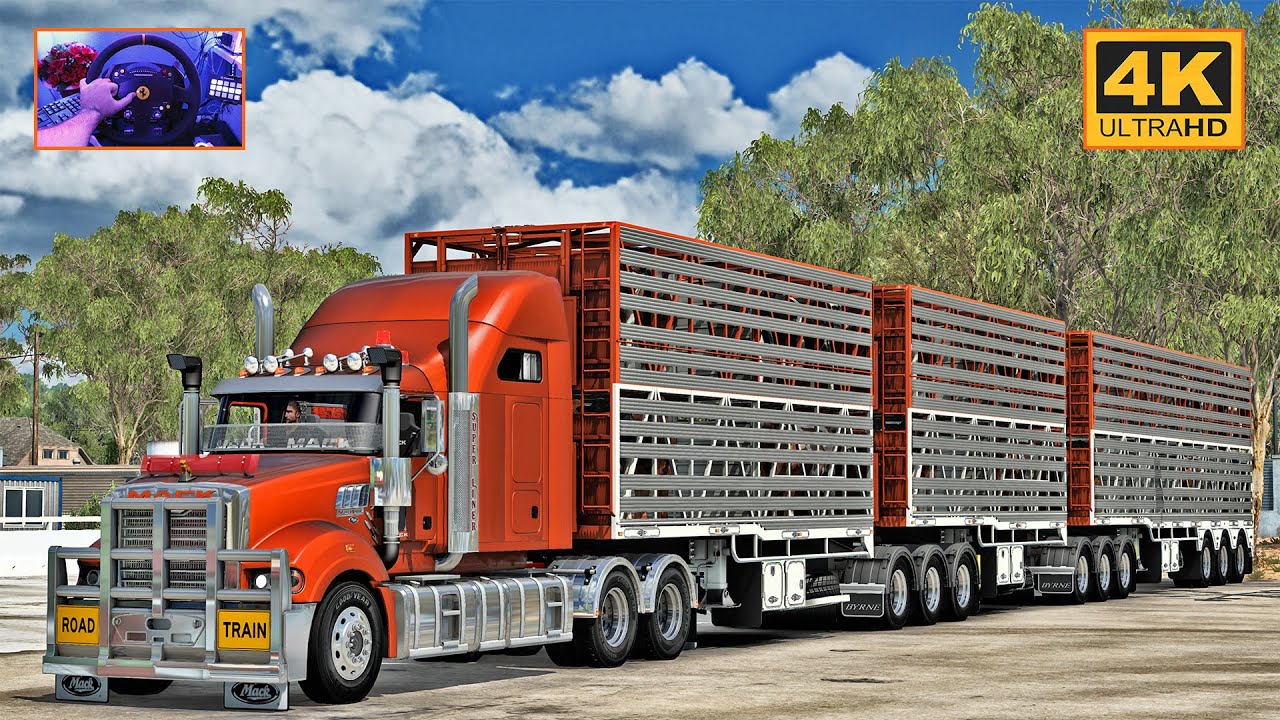Mack Superliner w/ Mack E9 V8 in Australia | ATS Gameplay 4K + wheel cam