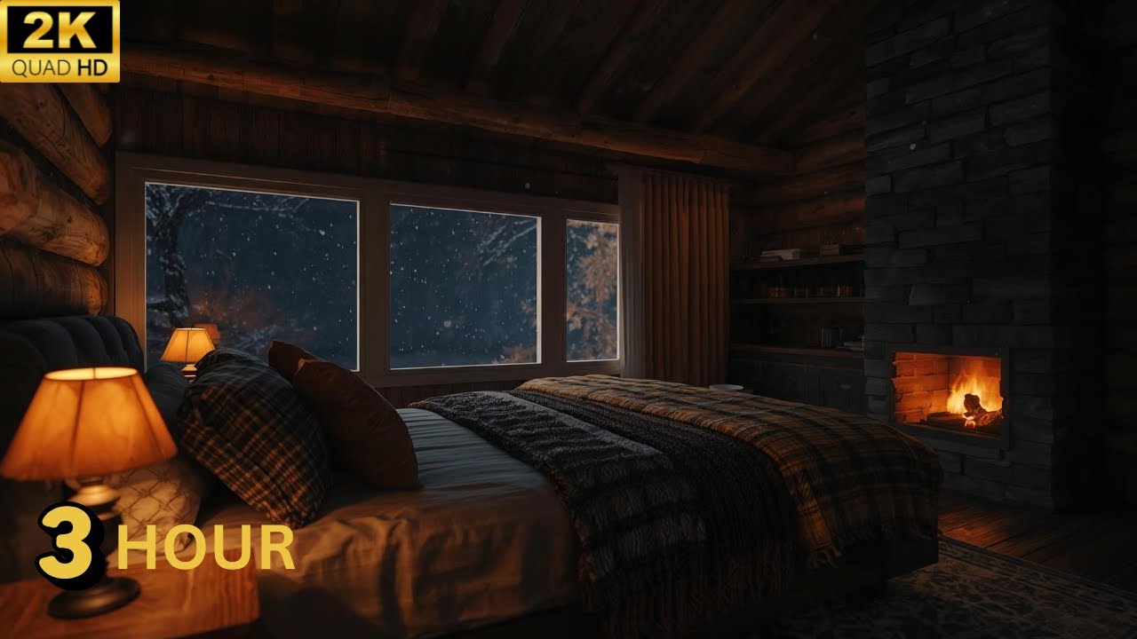 You’re Asleep in a Silent Winter Cabin Bedroom ❄️🔥 | Cozy Night Ambience