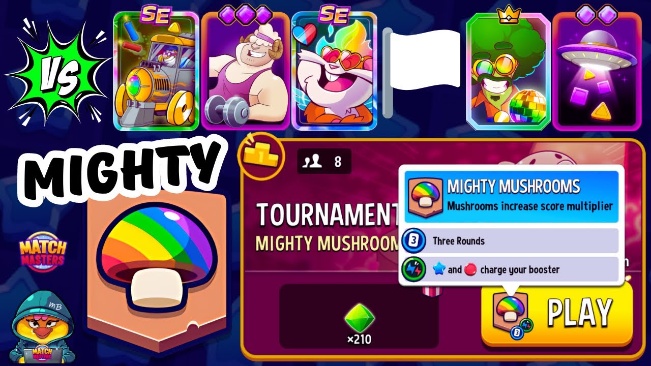 x2 TOURNAMENT! 8 players Mighty Mushrooms + Shared Energy + Sprint | Match Masters