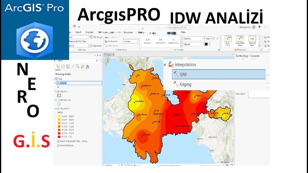 ArcgısPRO IDW (Inverse Distance Weighted) ANALİZİ -İKLİM -SICAKLIK-YAĞIŞ-RÜZGAR  / NERMİN SARI