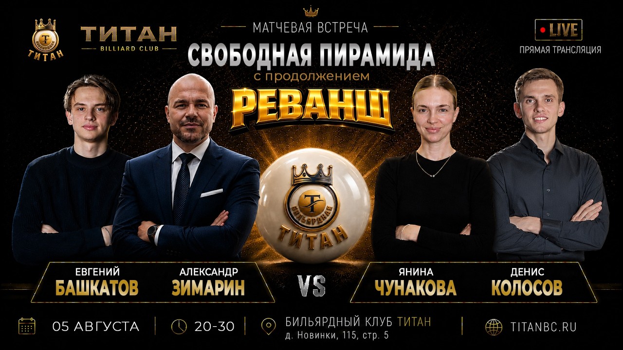 TITAN GAMES. Матчевая встреча. Евгений Башкатов/Александр Зимарин vs Янина Чунакова/Денис Колосов