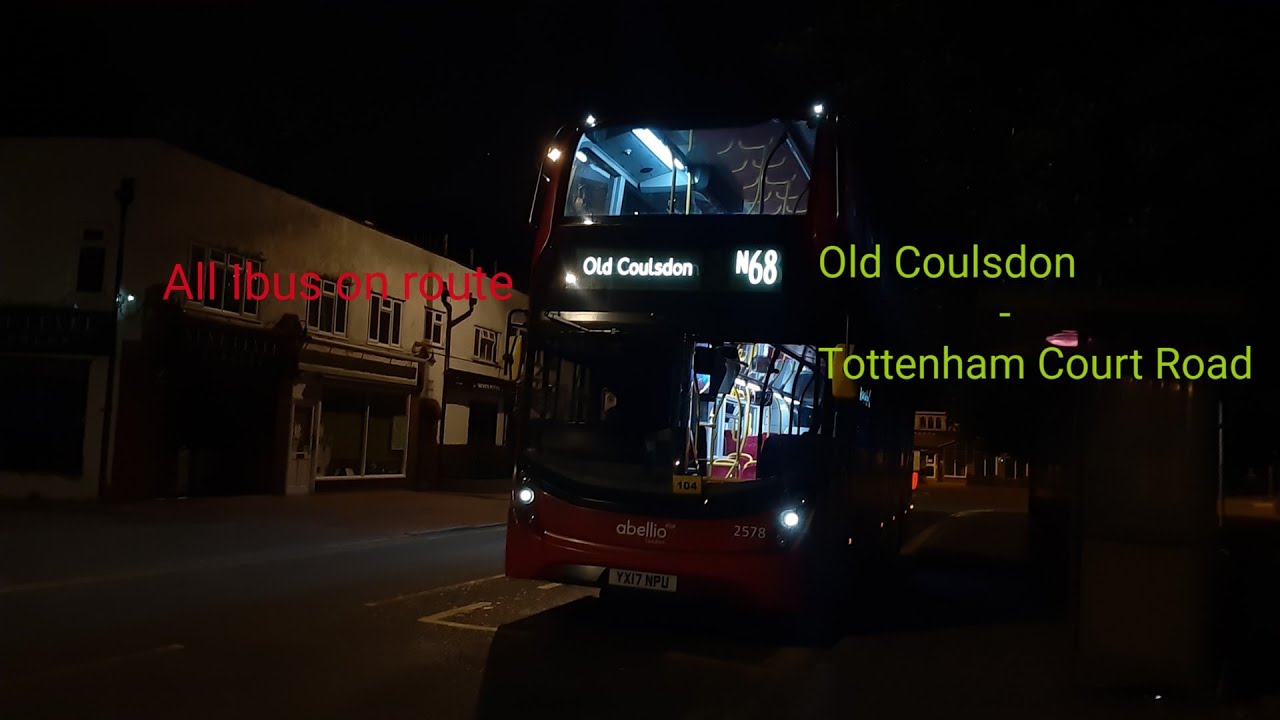 Full Ibus Visual. London route N68 from Old Coulsdon - Tottenham Court Road.