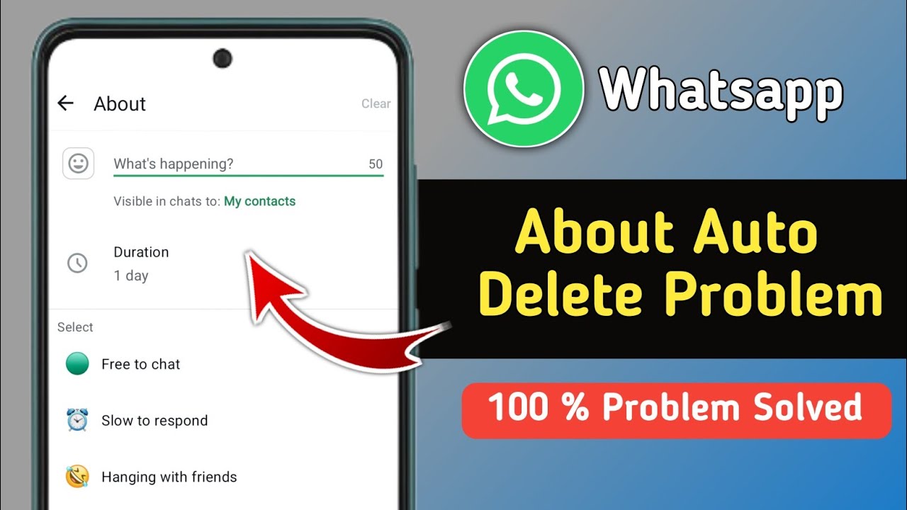 Fix Whatsapp About Auto Delete Problem | Set Whatsapp About Permanently