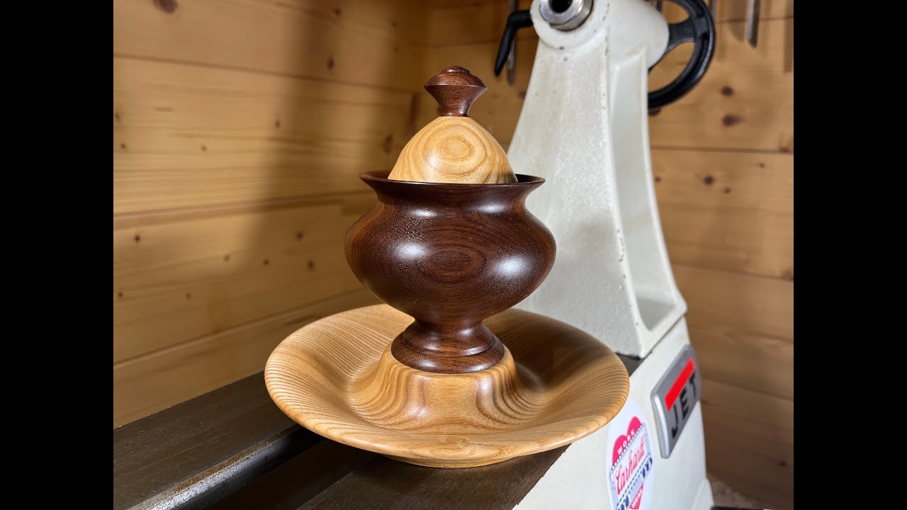Sugar Bowl with Plate Wally I. || Woodturning