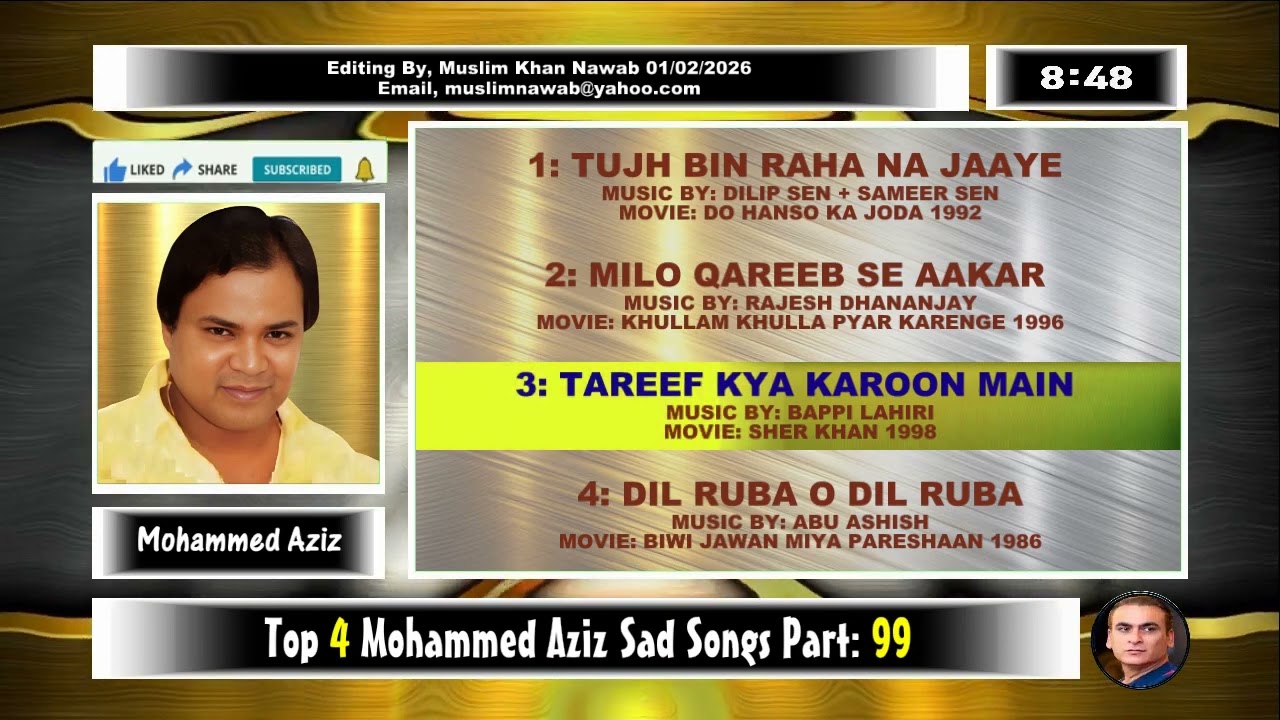 Top 4 Mohd Aziz Sad Songs Part, 99