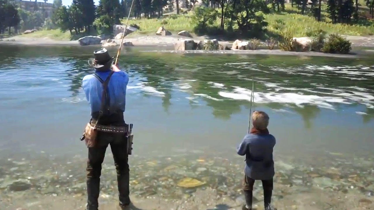 Red Dead Redemption 2 — Артур и маленький Джек Марстон отправляются на рыбалку