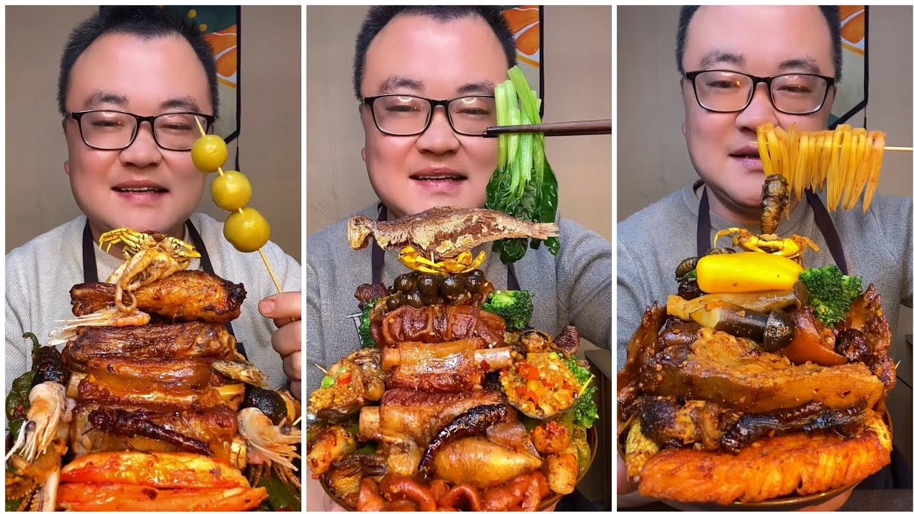 Mukbang#85 :Eat belly pork, 😋😋 Fried skewers. Noodles 🍜🍜#belly #mukbang #bellyyummyfood 