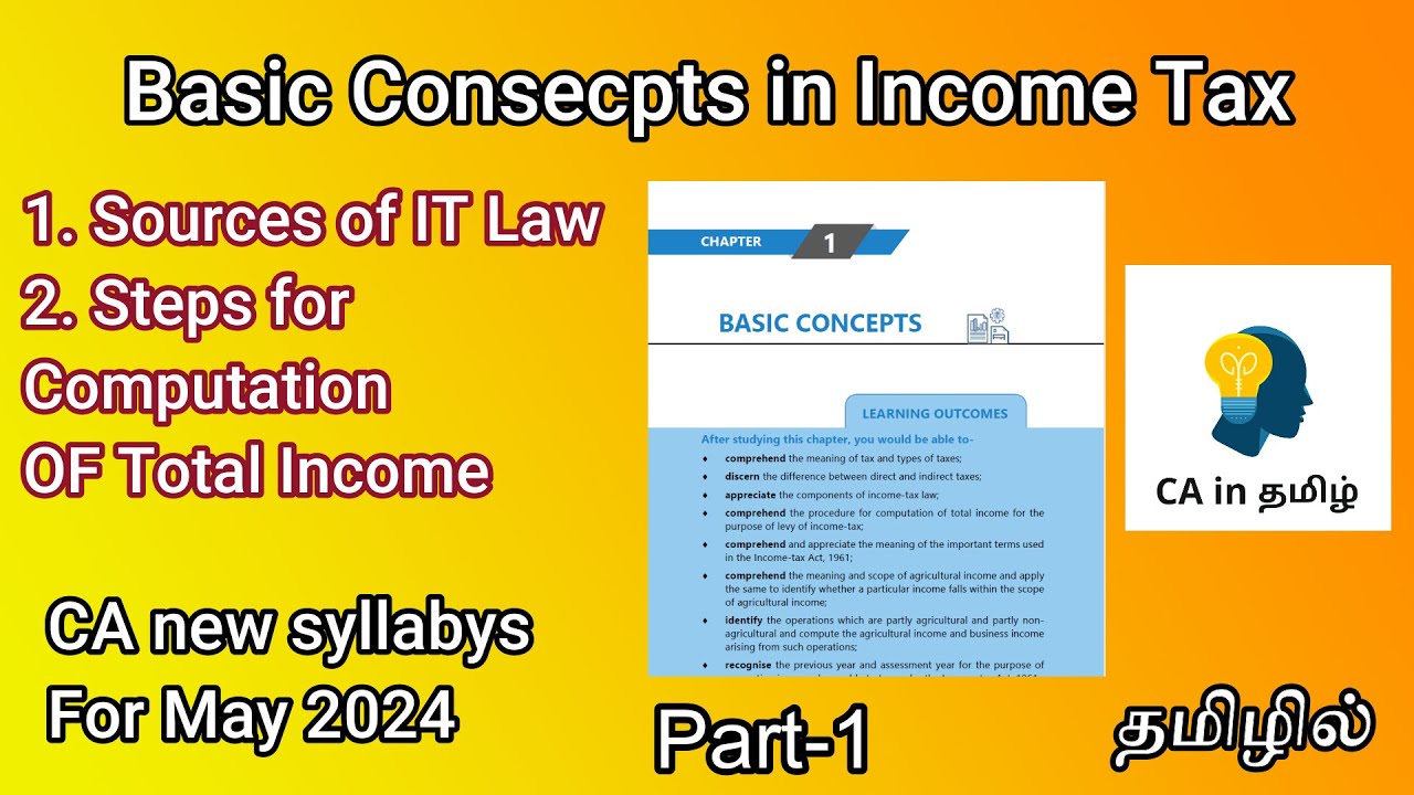 Basic concepts in chapter 2 in ca inter Income Tax new syllabys in tamil Part 1