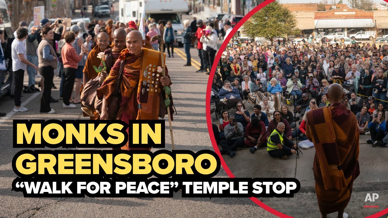 Buddhist monks stop at temple in Greensboro on their 'Walk for Peace' journey