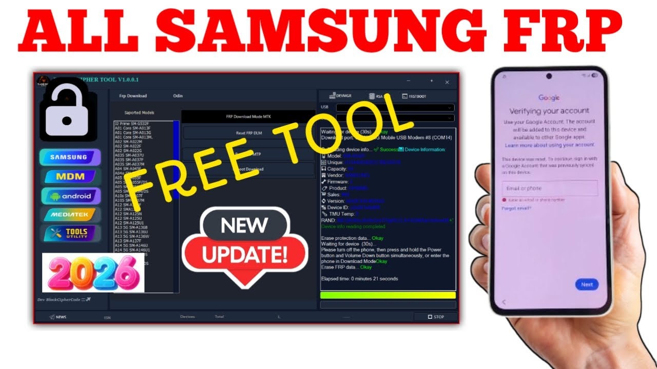 Samsung FRP Bypass Unlock New Free Tool 2026 | Samsung Google Account Remove One Click 2026 Free