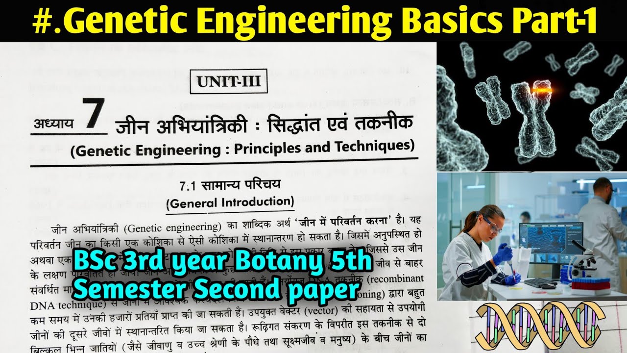 Genetic engineering Principle and Techniques ||   BSc 3rd year Botany 5th Sem 2nd Paper || Basics