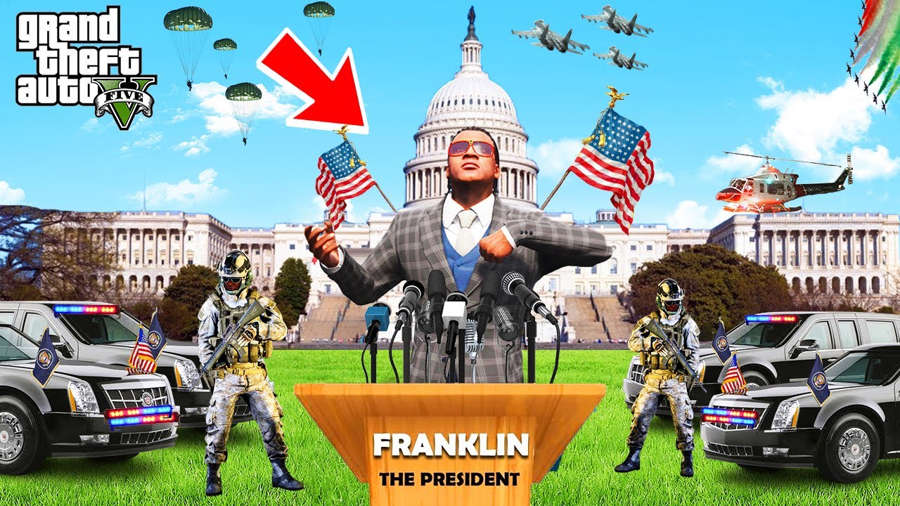 GTA 5 : FRANKLIN BECOME THE PRESIDENT in GTA 5 | SHINCHAN and CHOP