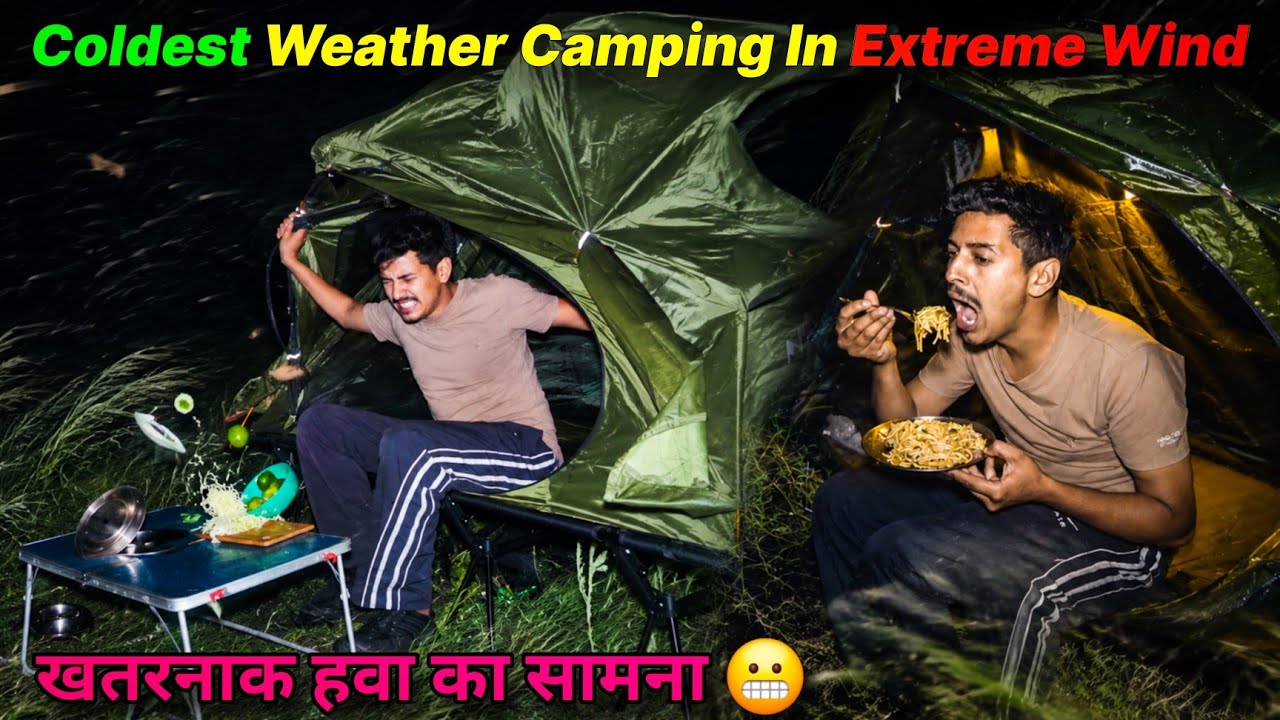 Coldest Night Camping & Extreme Wind In Mountains | Camping In India | Unknown Dreamer 